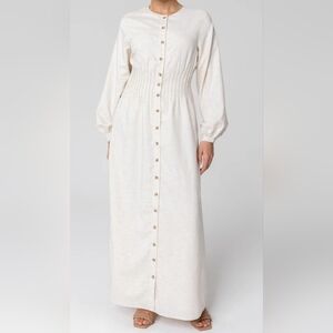 Lila Linen Button Down Maxi Dress - Off White